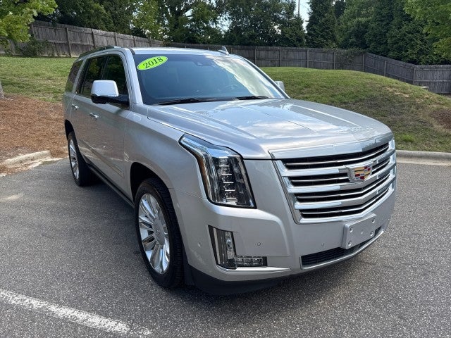 2018 Cadillac Escalade Platinum in Radiant Silver Metallic — front three-quarter view