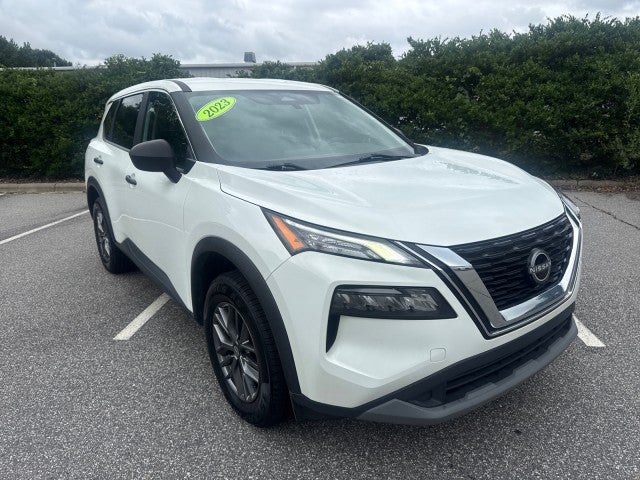 2023 Nissan Rogue S in Glacier White — front three-quarter view
